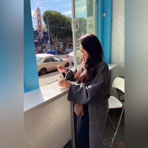 ASTR The Label Evanston Gray Plaid Oversized Coat